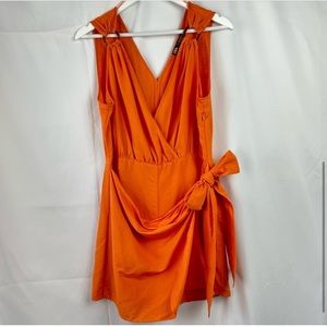 Zara Sassy Orange Wrap Skort Romper size Large